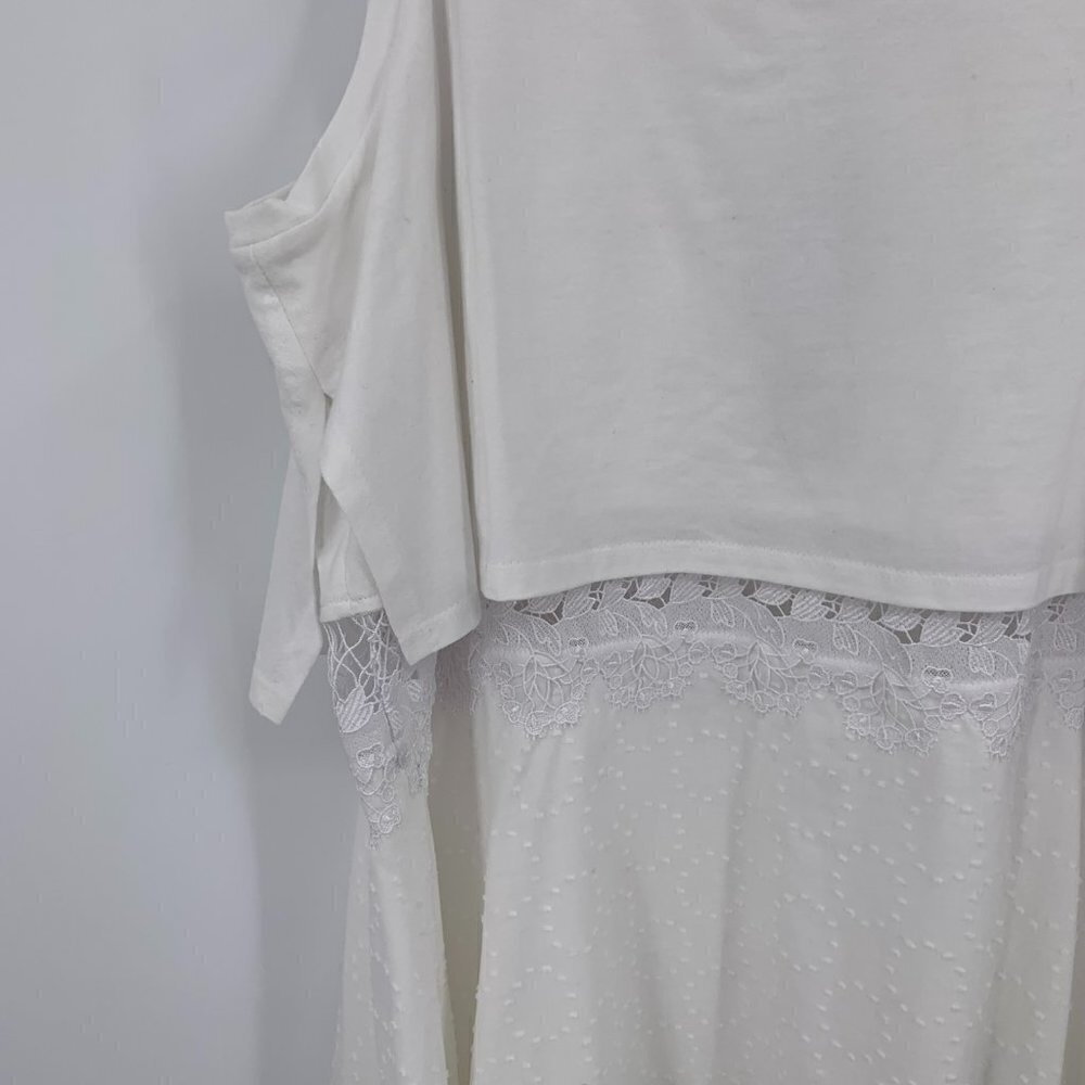 Thakoon Lace embroidered tank dress white knit mesh a-line skirt new X-Large XL - Picture 3 of 6